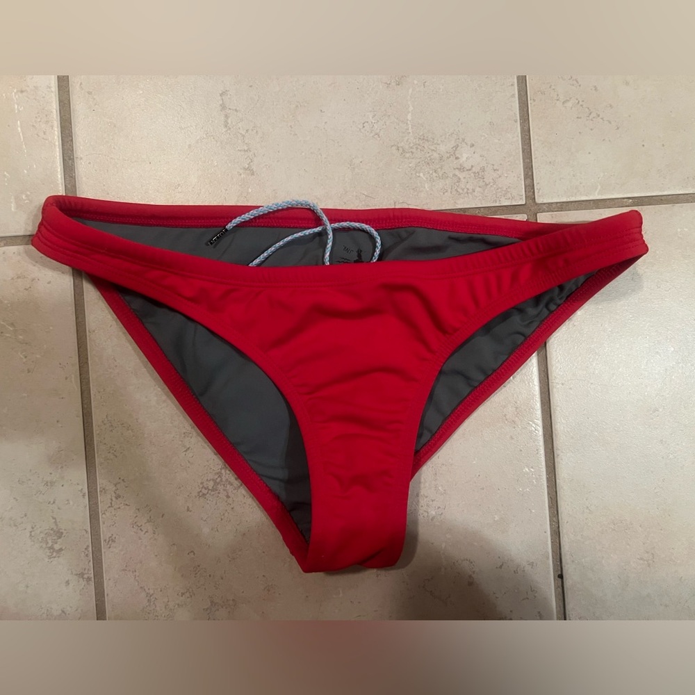 Jolyn Clothing Red Bikini Bottom with Gray Lining